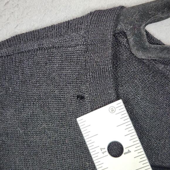 Sarah Spencer Sweater Womens 2X Gray Merino Wool V Neck 3/4 Sleeve Knit - Picture 6 of 11